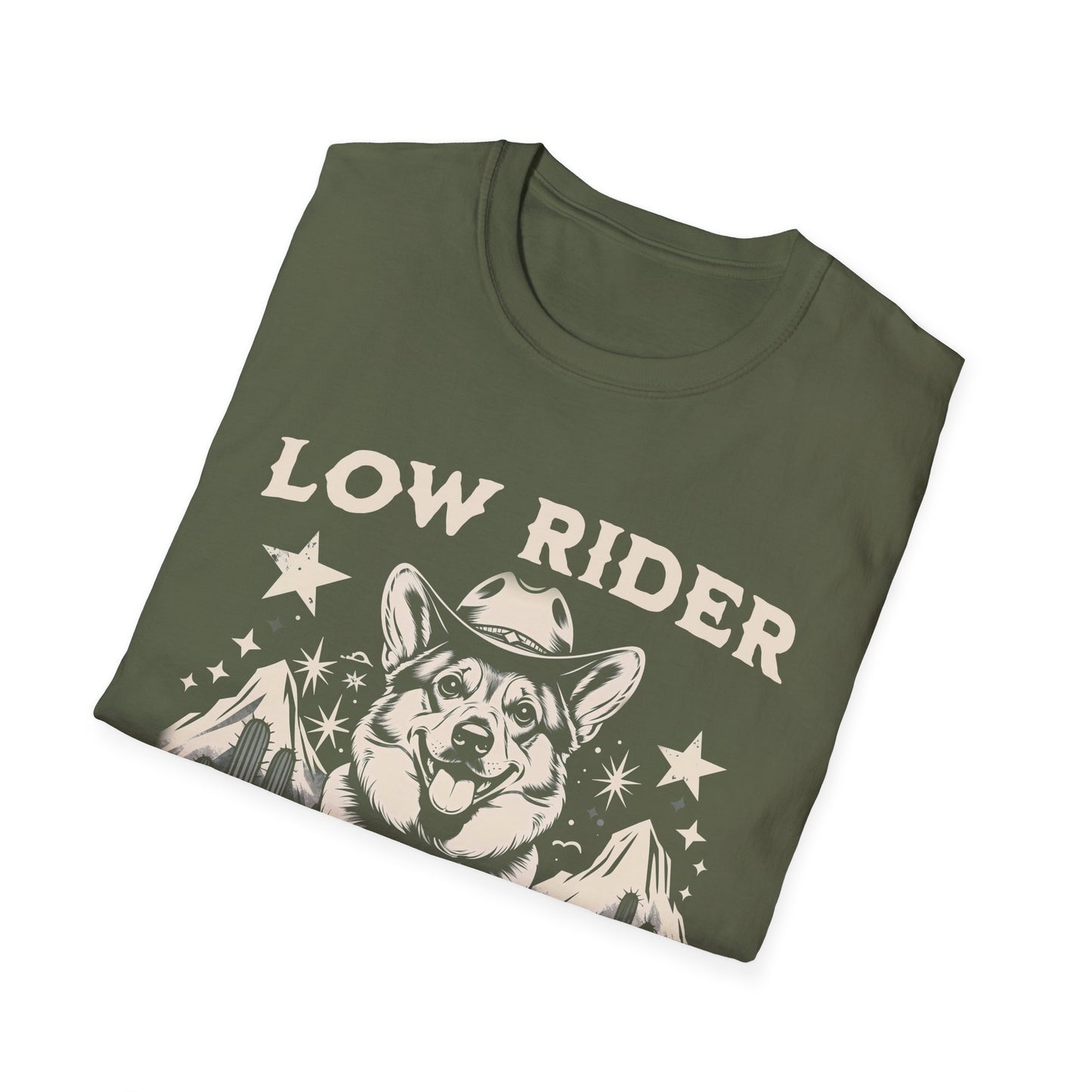 Funny Western Corgi T-Shirt – Low Rider High Standards Cowboy Funny Dog T-Shirt