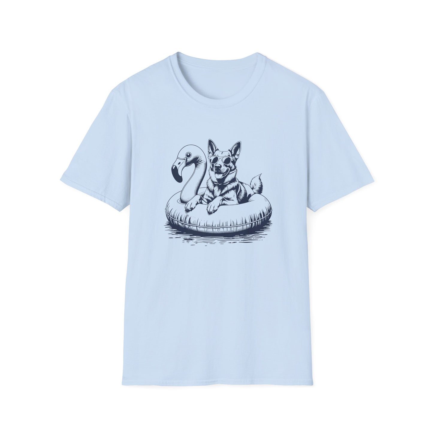 German Shepherd Summer Flamingo T-shirt