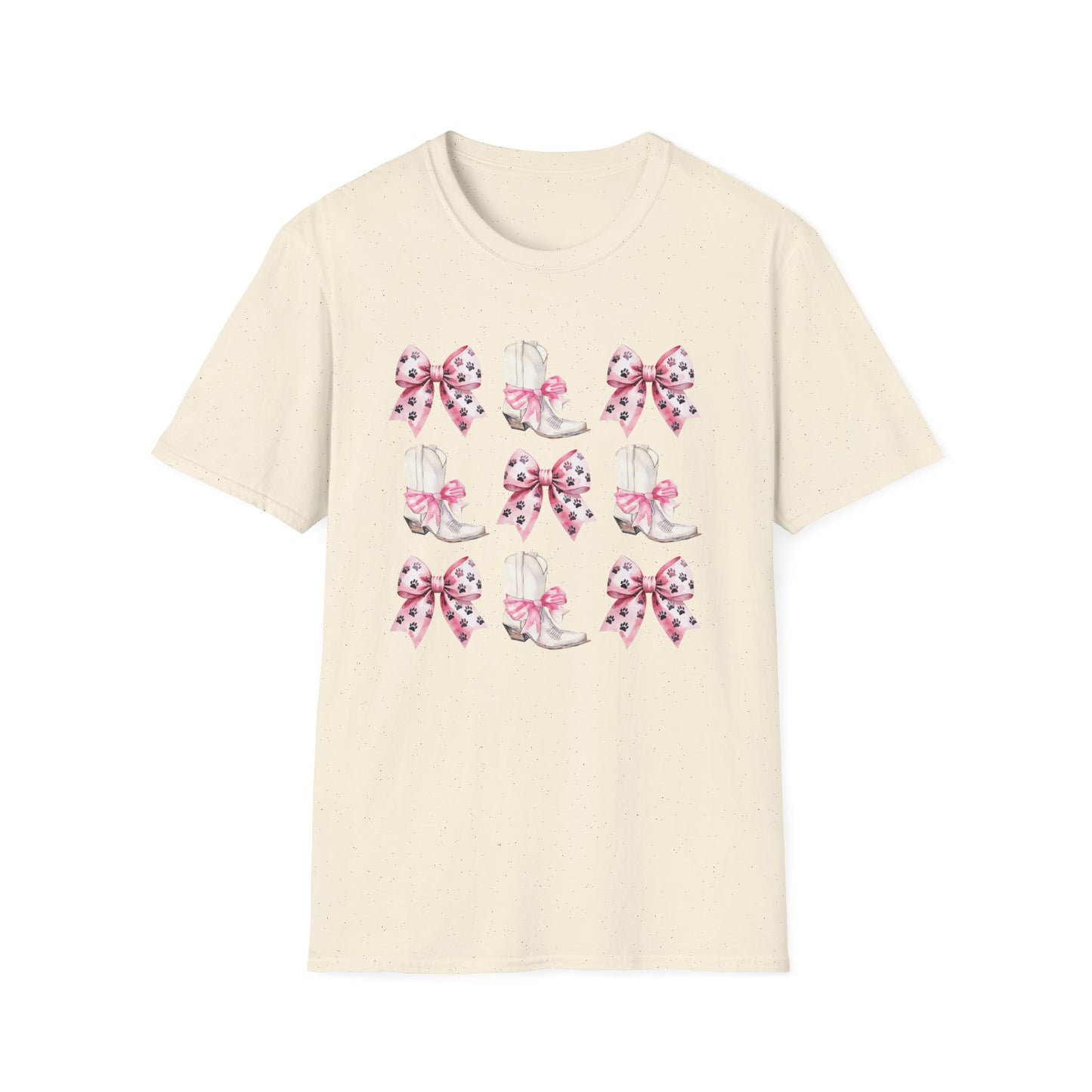 Cowgirl Boots and Paw Print Bow T-Shirt – Western Dog Mom Graphic Tee for Pet Lovers and Country Girls