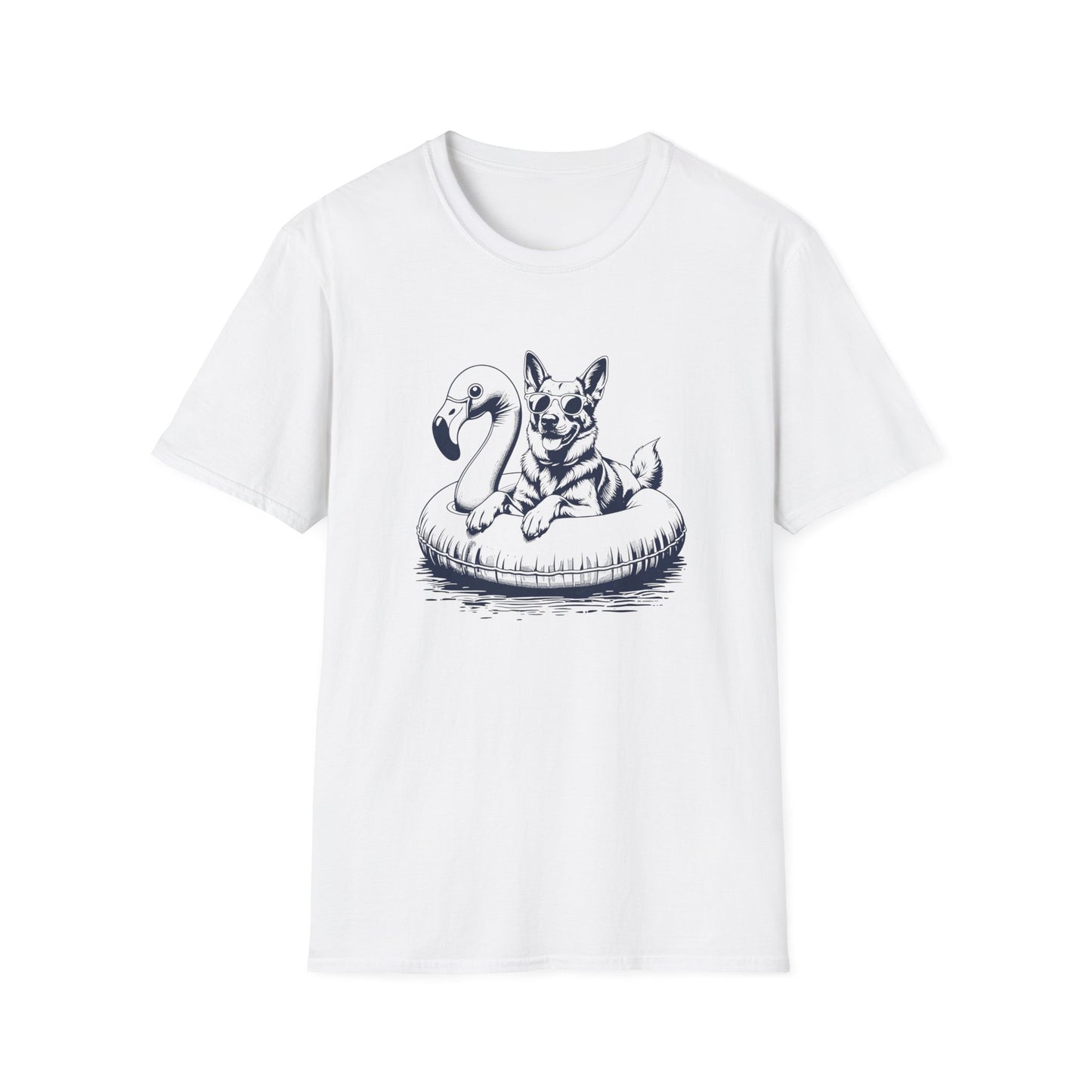 German Shepherd Summer Flamingo T-shirt
