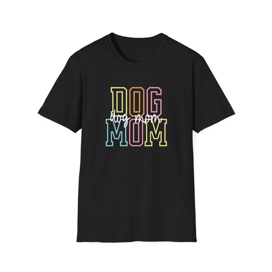 Pastel Varsity Dog Mom T-Shirt - Cute Dog Parent Shirt, Vintage-Inspired Tee, Soft Girl Aesthetic Varsity Shirt, Graphic Tee for Dog Walkers