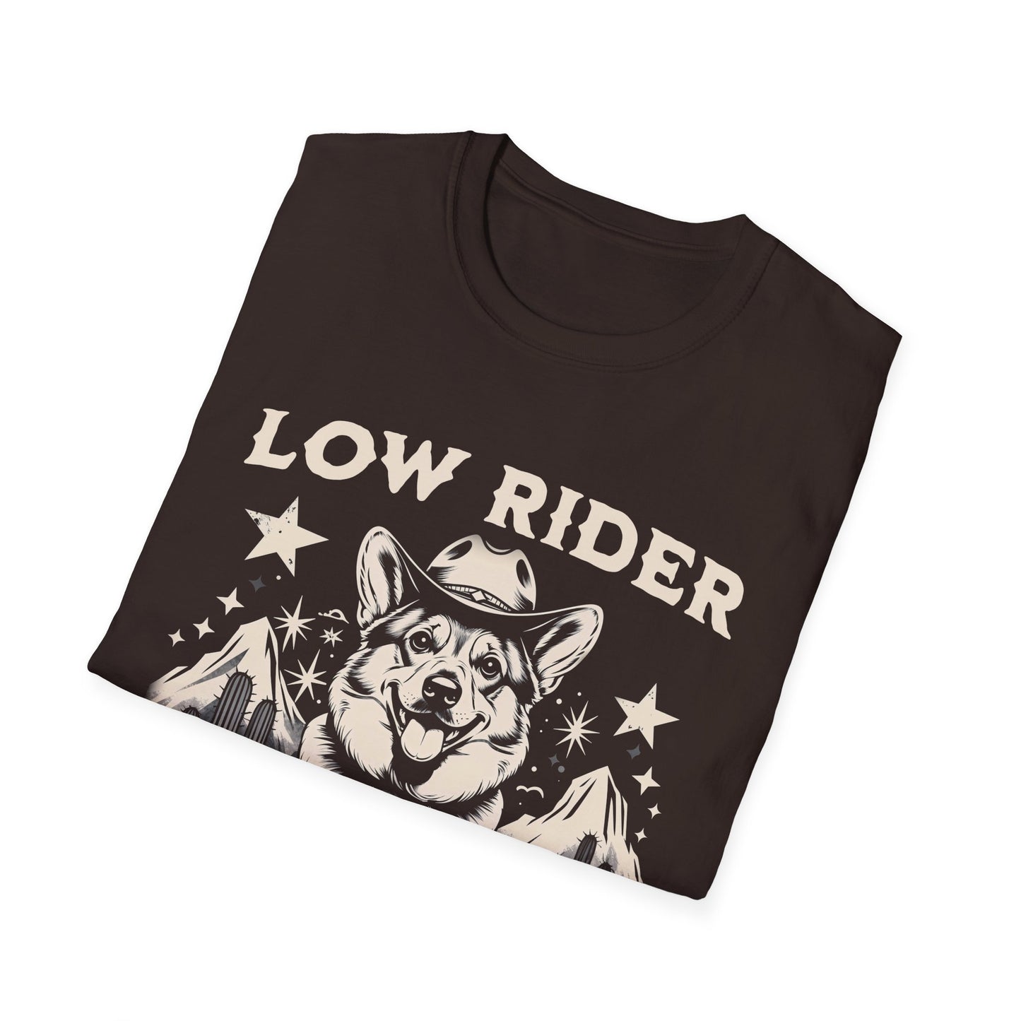 Funny Western Corgi T-Shirt – Low Rider High Standards Cowboy Funny Dog T-Shirt