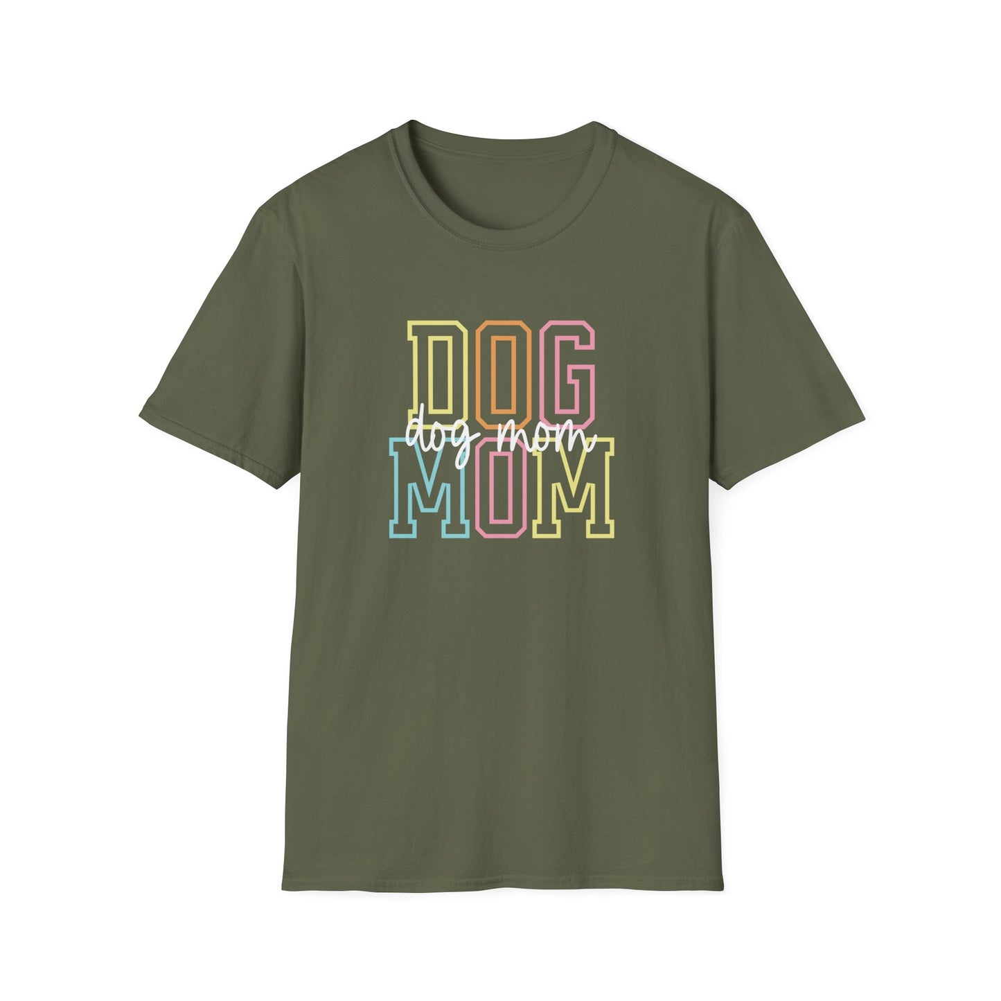 Pastel Varsity Dog Mom T-Shirt - Cute Dog Parent Shirt, Vintage-Inspired Tee, Soft Girl Aesthetic Varsity Shirt, Graphic Tee for Dog Walkers