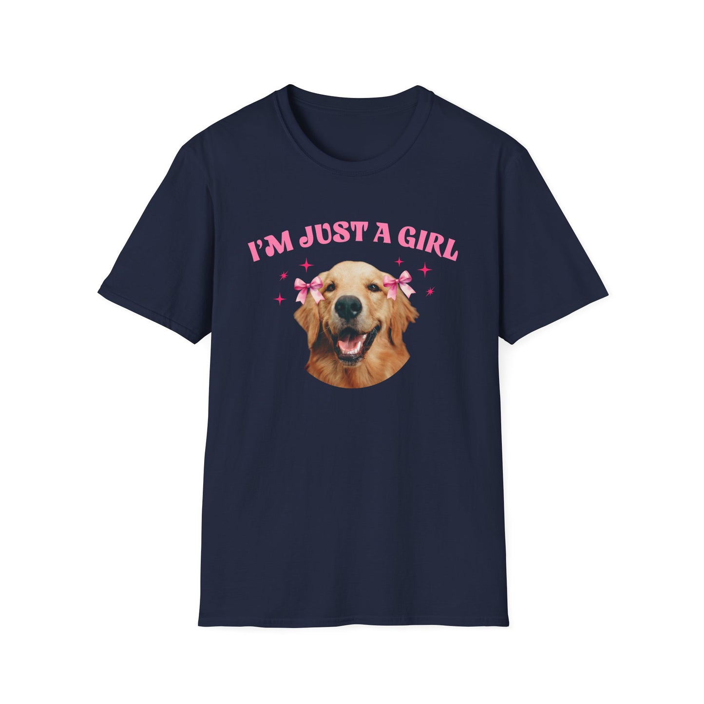 I’m Just a Girl Dog T-Shirt – Golden Retriever With Bows Meme Tee for Delulu Dog Moms and Silly Pet Lovers
