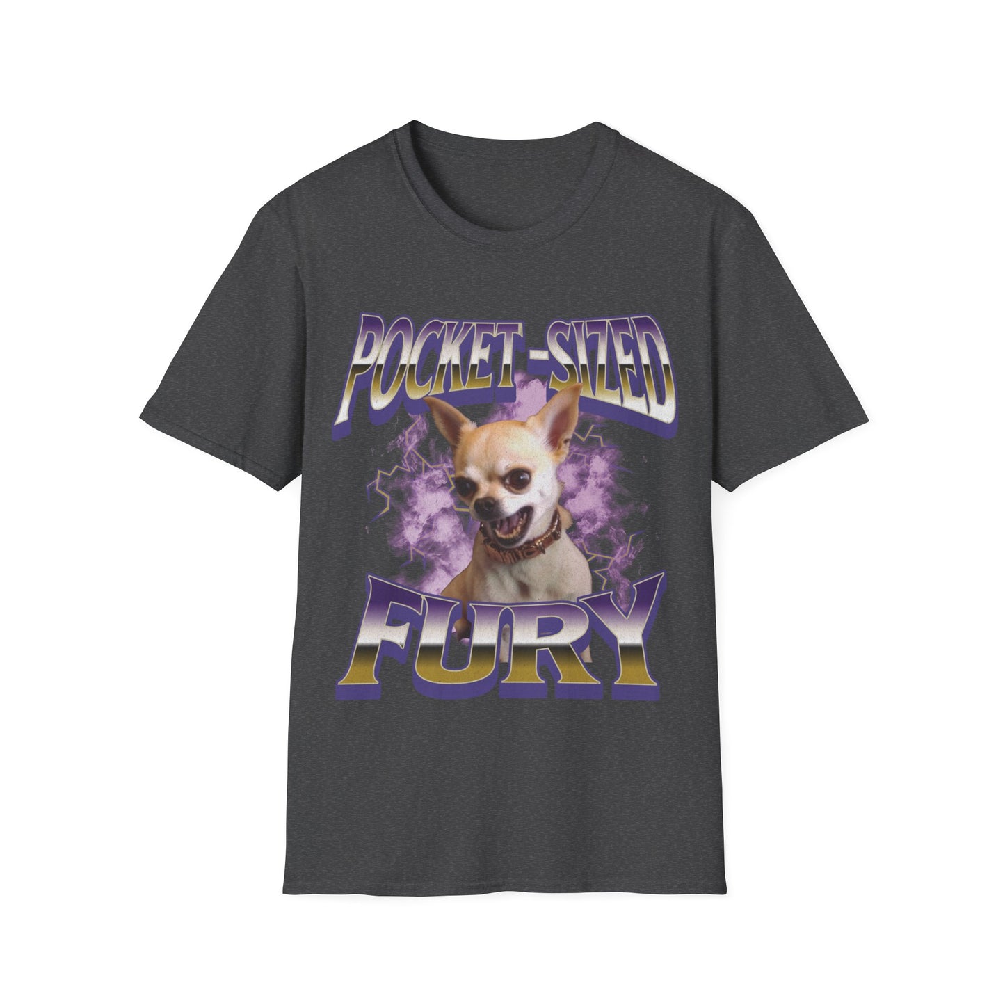 Pocket-Sized Fury T-Shirt – Funny Angry Chihuahua Vintage Graphic Tee, Gen Z Unihinged Energy