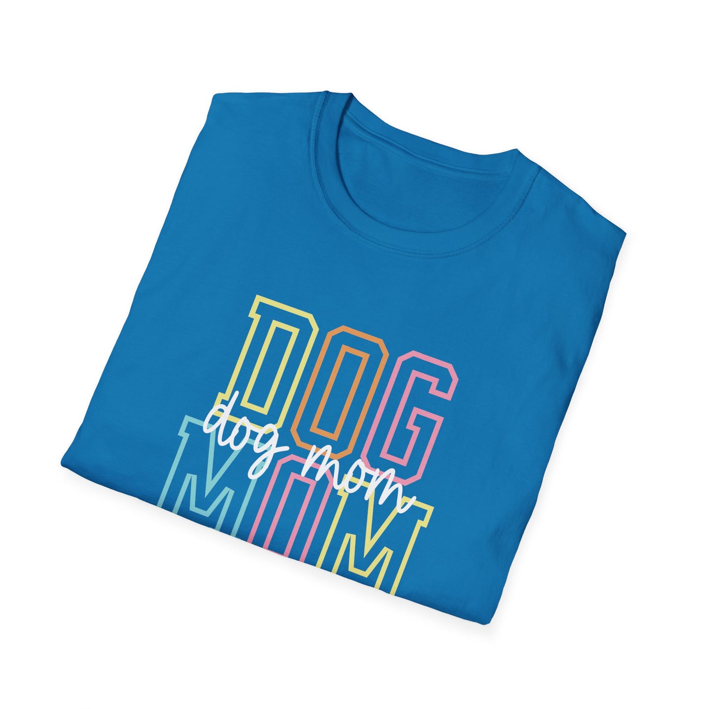 Pastel Varsity Dog Mom T-Shirt - Cute Dog Parent Shirt, Vintage-Inspired Tee, Soft Girl Aesthetic Varsity Shirt, Graphic Tee for Dog Walkers