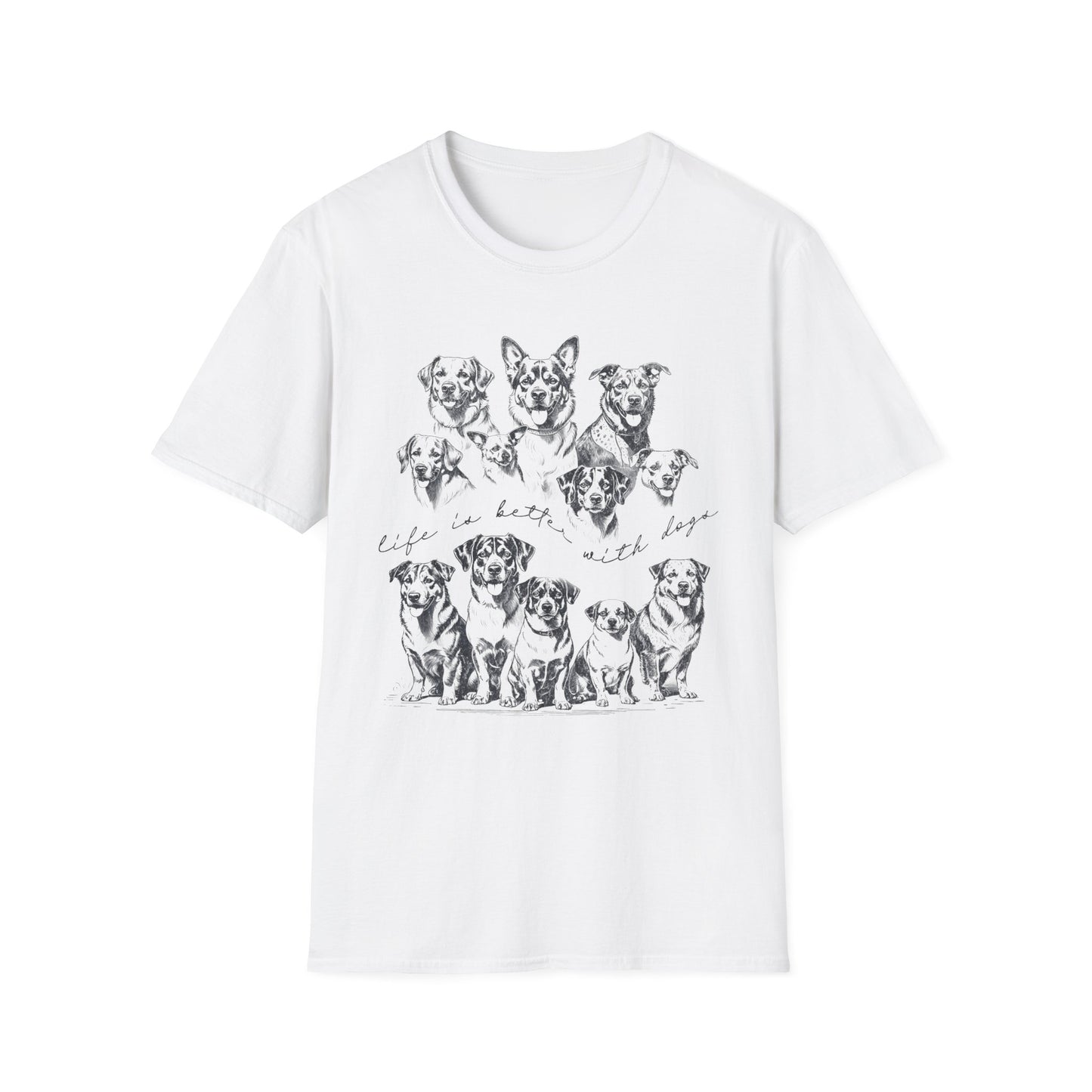 Life Is Better With Dogs Graphic Tee – Cute Dog T-Shirt for Dog Moms and Pet Parents, Dog Lover Gift