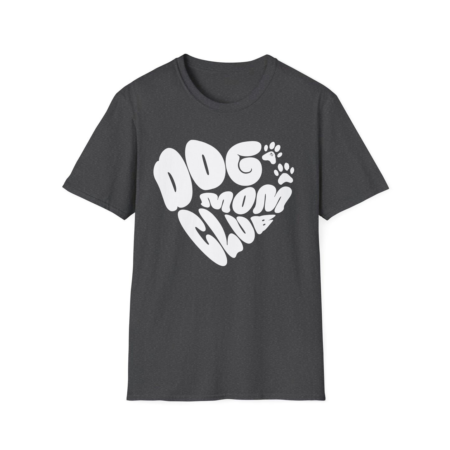 Dog Mom Club T-Shirt – Cute Heart-Shaped Graphic Tee for Pet Moms and Dog Lovers