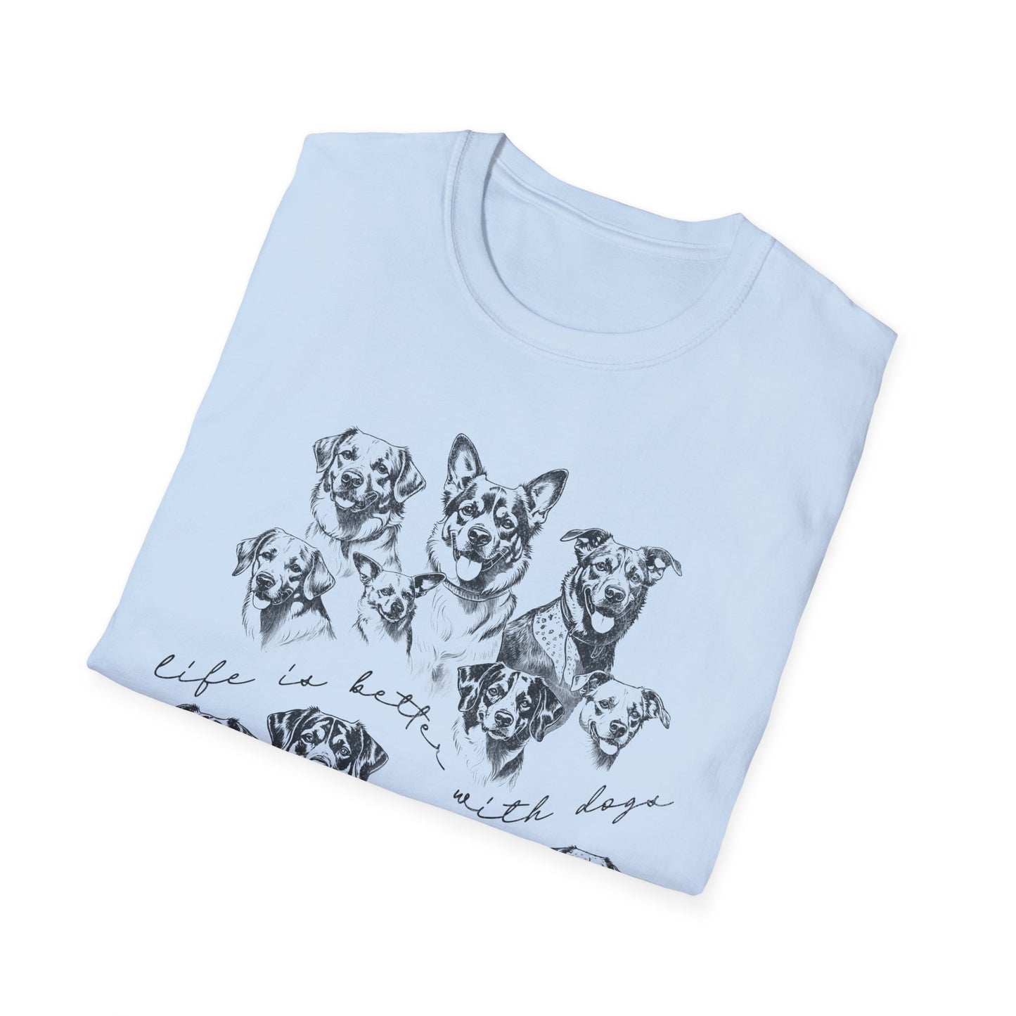 Life Is Better With Dogs Graphic Tee – Cute Dog T-Shirt for Dog Moms and Pet Parents, Dog Lover Gift