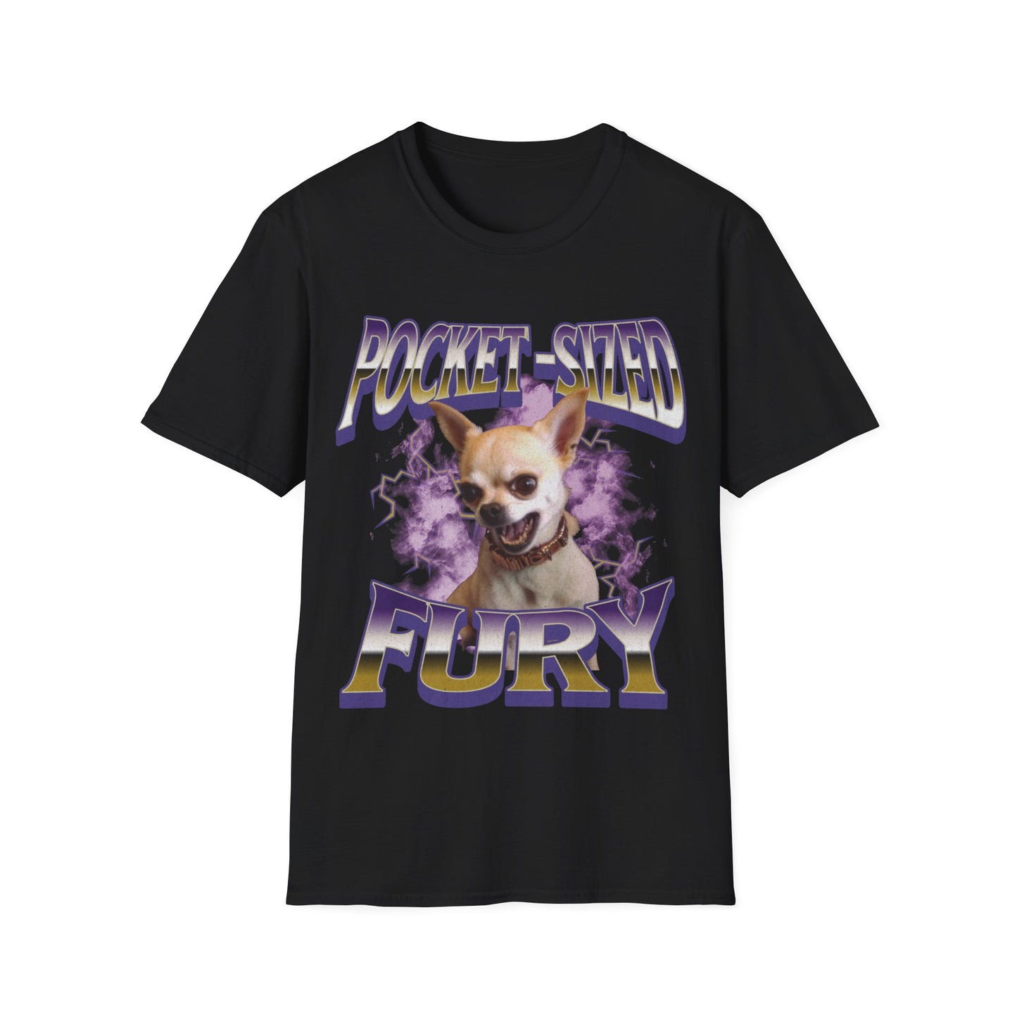 Pocket-Sized Fury T-Shirt – Funny Angry Chihuahua Vintage Graphic Tee, Gen Z Unihinged Energy