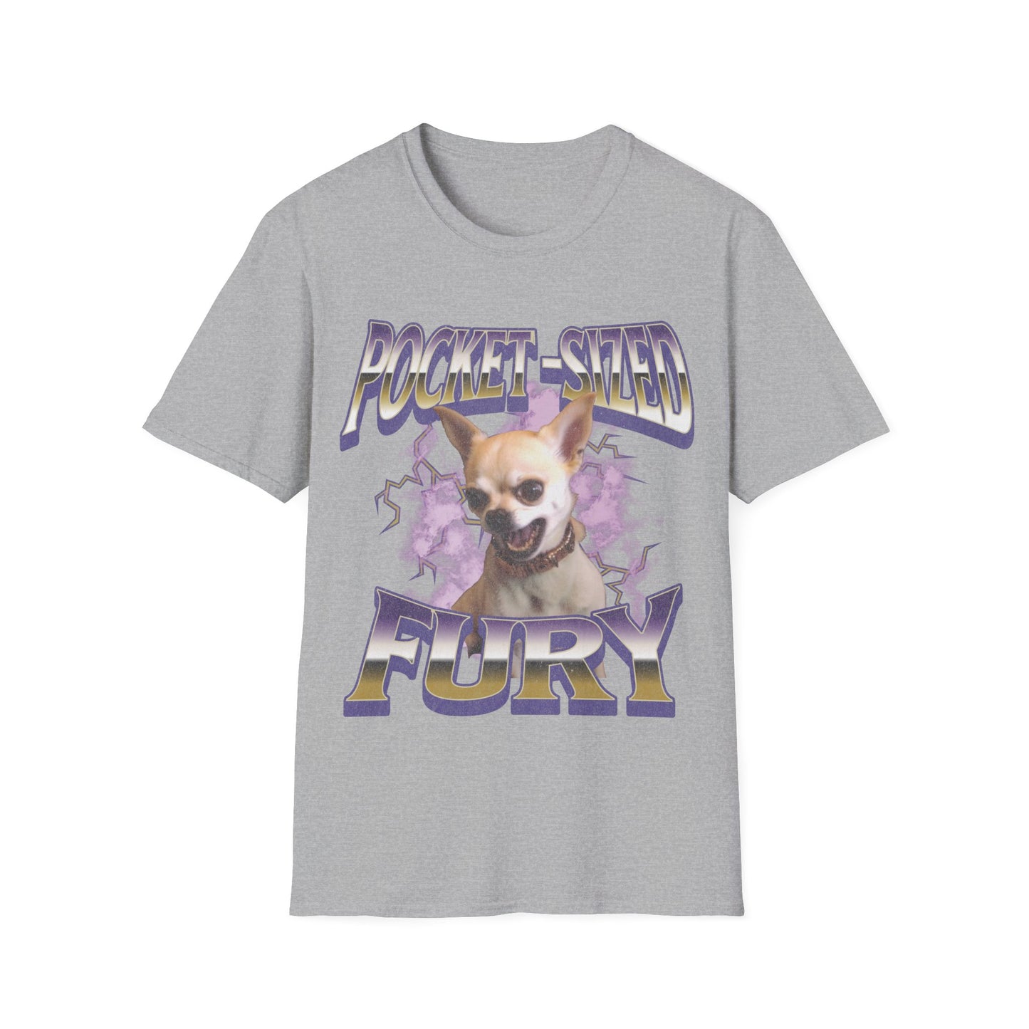 Pocket-Sized Fury T-Shirt – Funny Angry Chihuahua Vintage Graphic Tee, Gen Z Unihinged Energy
