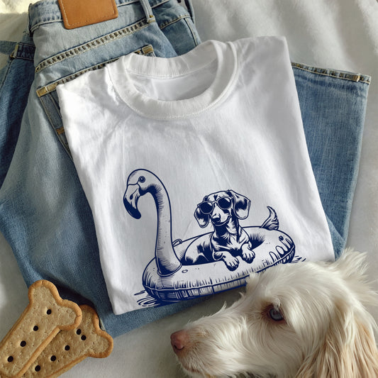 Dachshund Summer Flamingo T-shirt