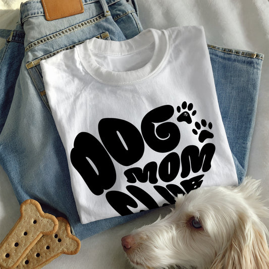 Dog Mom Club T-Shirt – Cute Heart-Shaped Graphic Tee for Pet Moms and Dog Lovers