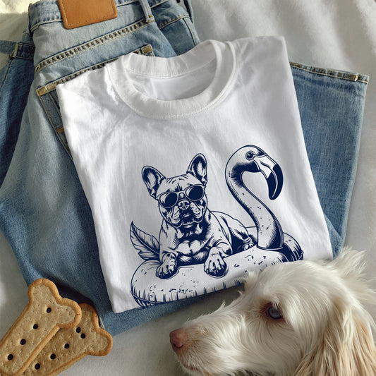 French Bulldog Summer Flamingo T-shirt