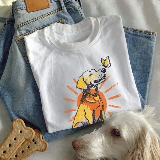 Happy Sunshine Dog T-Shirt – Cute Aesthetic Pet Lover Tee, Cheerful Graphic T-Shirt, Dog Owner Gift