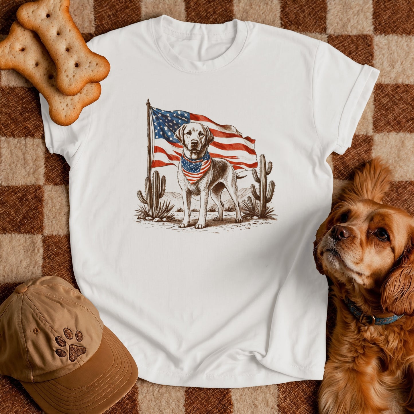 Patriotic Labrador T-Shirt – American Flag Dog Tee for 4th of July & Independence Day, American Flag Dog Shirt for Men & Women, Proud Labrador Retriever Mom Shirt