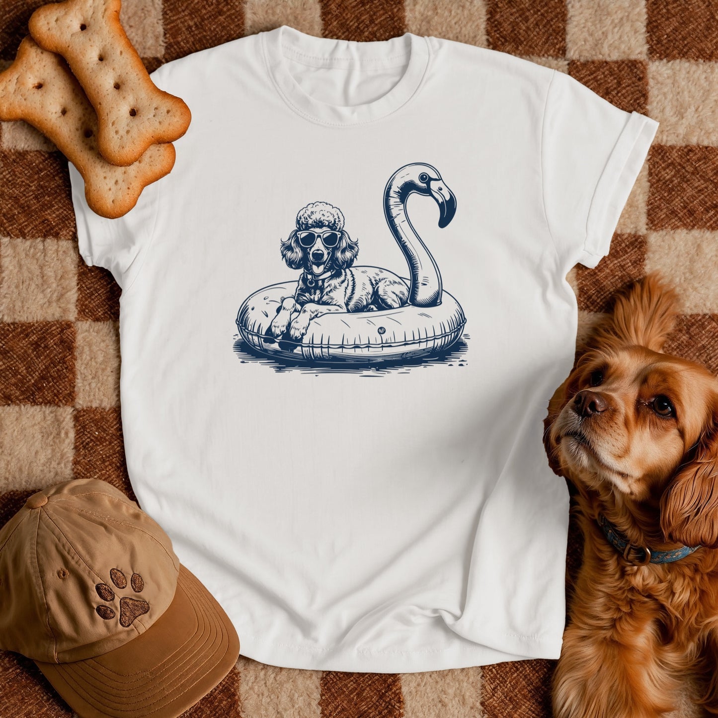 Poodle Summer Flamingo T-shirt