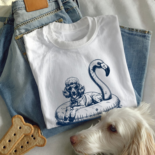 Poodle Summer Flamingo T-shirt