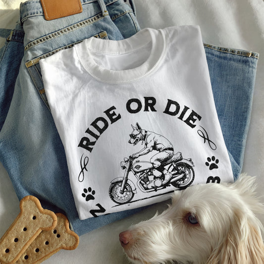 Ride or Die Dog Shirt – Zoomies Club Funny Biker Dog Motorcycle T-Shirt, Gift for Dog Dad