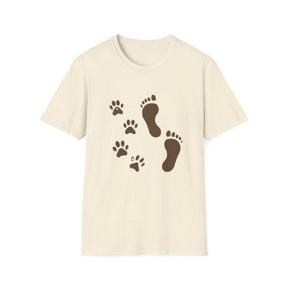 Paw Print and Footprint T-Shirt – Cute Minimalist Dog Lover Tee for Pet Parents, Gift for Dog Moms, Dog Dads, and Pet Owners