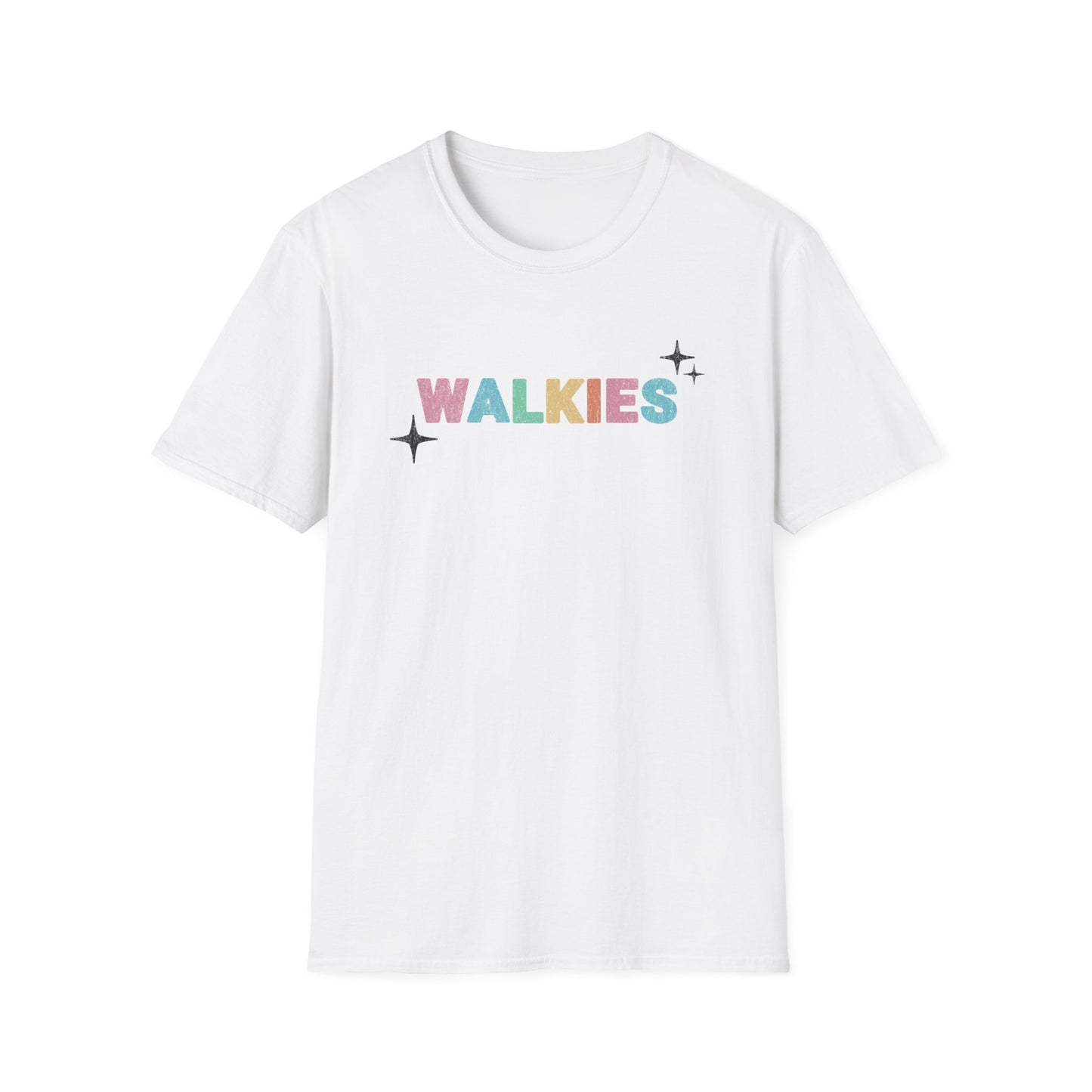 WALKIES Dog Mom Shirt – Cute Pastel Rainbow Pet Lover Tee, Oversized Dog Walking Shirt for Dog Parents