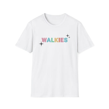 WALKIES Dog Mom Shirt – Cute Pastel Rainbow Pet Lover Tee, Oversized Dog Walking Shirt for Dog Parents