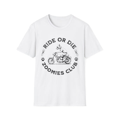 Ride or Die Dog Shirt – Zoomies Club Funny Biker Dog Motorcycle T-Shirt, Gift for Dog Dad