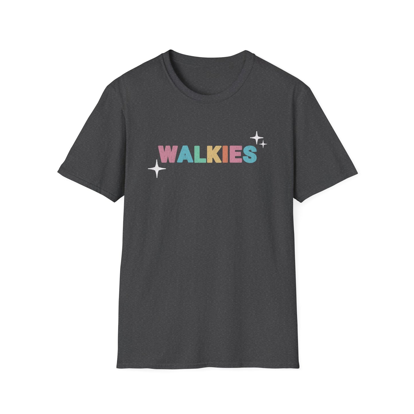 WALKIES Dog Mom Shirt – Cute Pastel Rainbow Pet Lover Tee, Oversized Dog Walking Shirt for Dog Parents