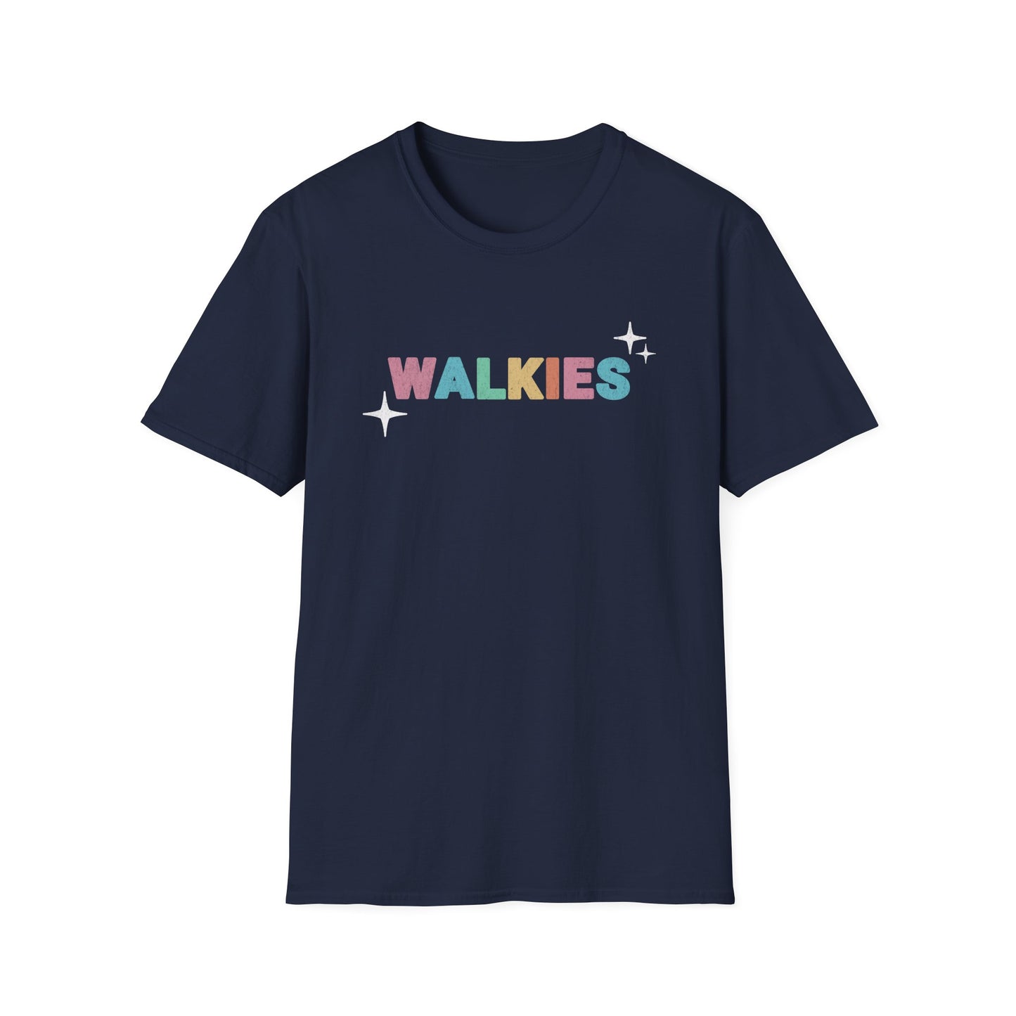 WALKIES Dog Mom Shirt – Cute Pastel Rainbow Pet Lover Tee, Oversized Dog Walking Shirt for Dog Parents