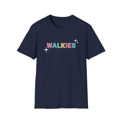 WALKIES Dog Mom Shirt – Cute Pastel Rainbow Pet Lover Tee, Oversized Dog Walking Shirt for Dog Parents
