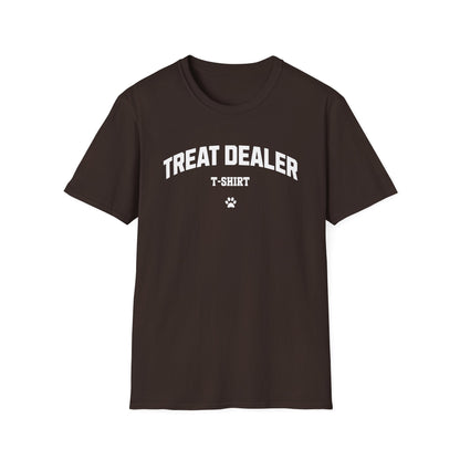 Treat Dealer Varsity T-Shirt – Dog Mom Aesthetic Tee, Cute Dog Walker Gift, Funny Pet Parent Gift
