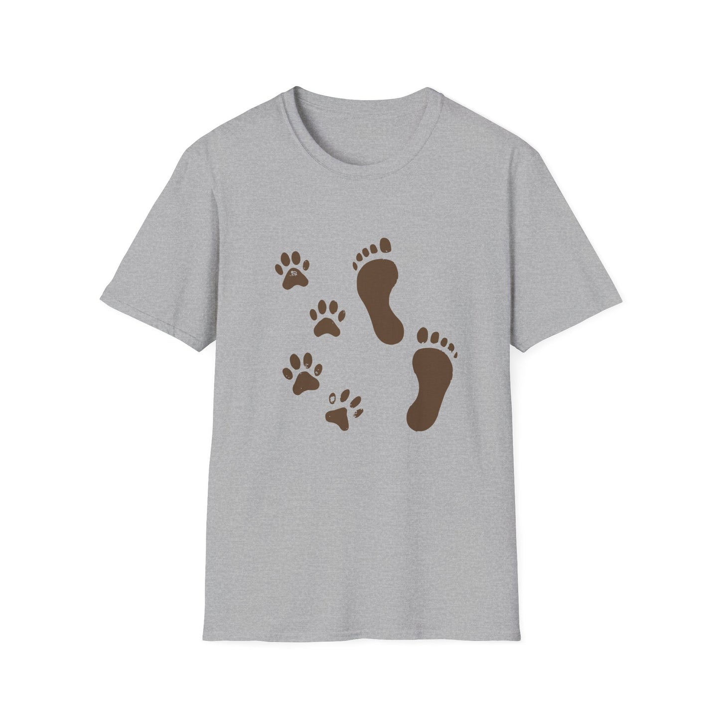 Paw Print and Footprint T-Shirt – Cute Minimalist Dog Lover Tee for Pet Parents, Gift for Dog Moms, Dog Dads, and Pet Owners