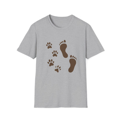 Paw Print and Footprint T-Shirt – Cute Minimalist Dog Lover Tee for Pet Parents, Gift for Dog Moms, Dog Dads, and Pet Owners