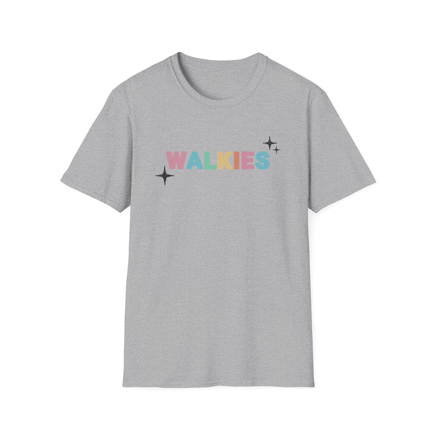 WALKIES Dog Mom Shirt – Cute Pastel Rainbow Pet Lover Tee, Oversized Dog Walking Shirt for Dog Parents
