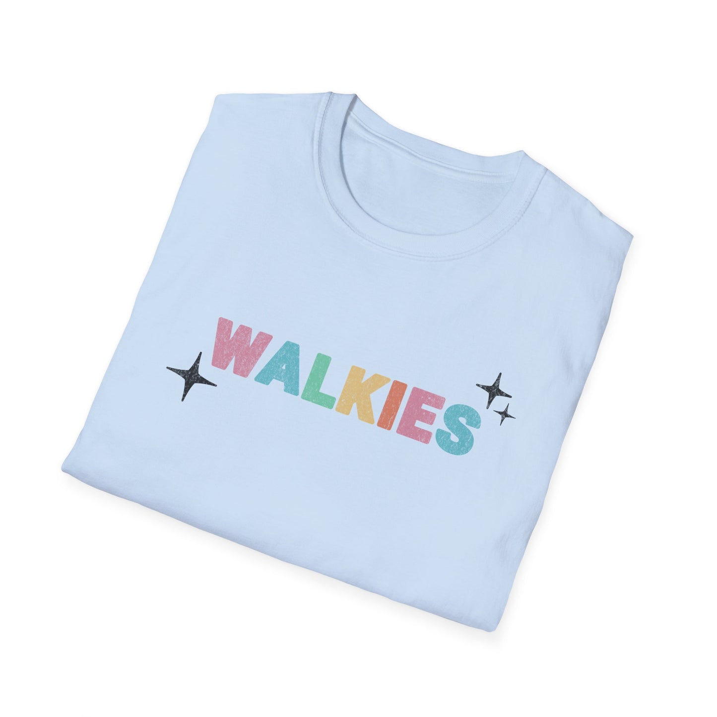 WALKIES Dog Mom Shirt – Cute Pastel Rainbow Pet Lover Tee, Oversized Dog Walking Shirt for Dog Parents