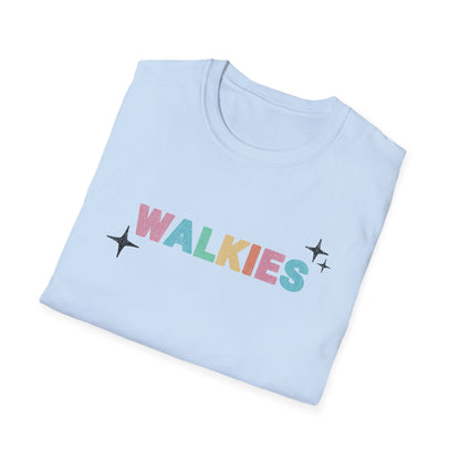 WALKIES Dog Mom Shirt – Cute Pastel Rainbow Pet Lover Tee, Oversized Dog Walking Shirt for Dog Parents
