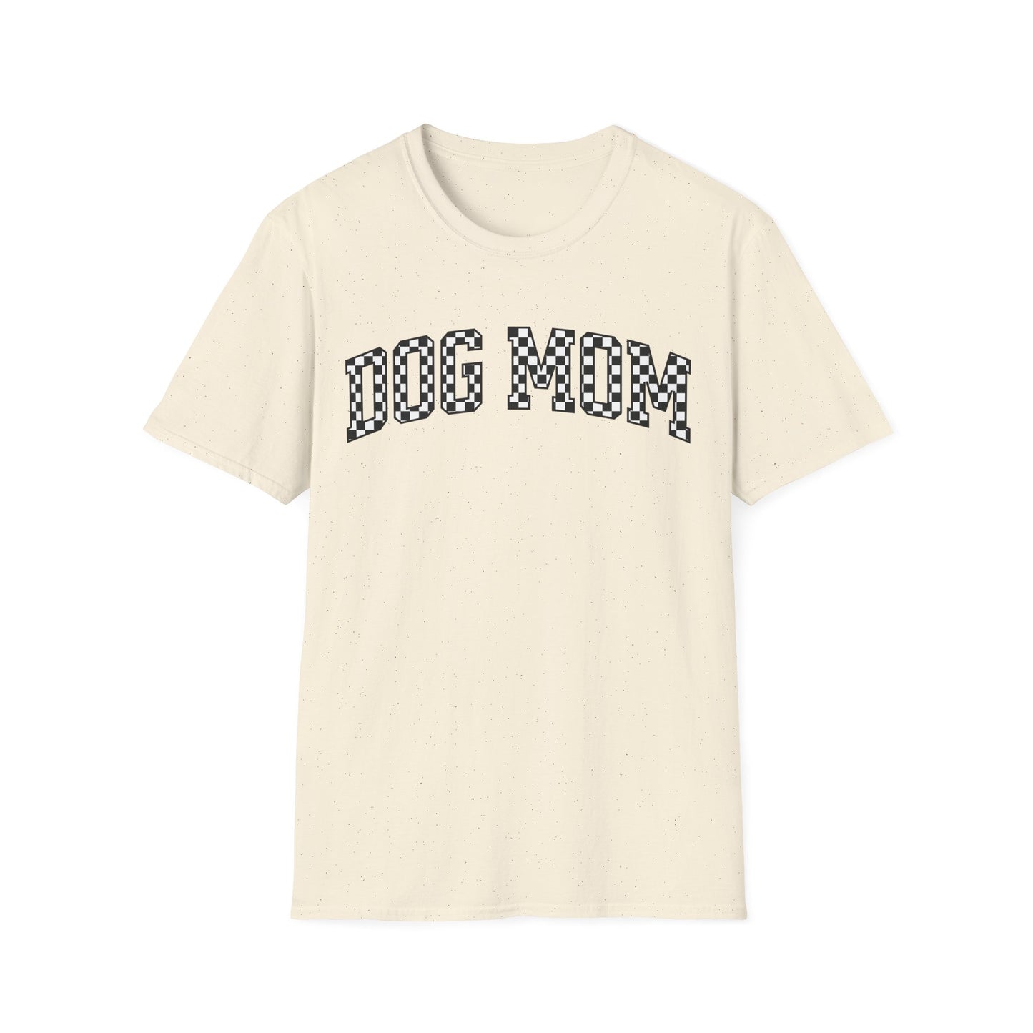 Retro Checkerboard Dog Mom T-Shirt – Vintage Bold Graphic Pet Lover Tee, 90s Aesthetic