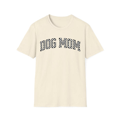 Retro Checkerboard Dog Mom T-Shirt – Vintage Bold Graphic Pet Lover Tee, 90s Aesthetic