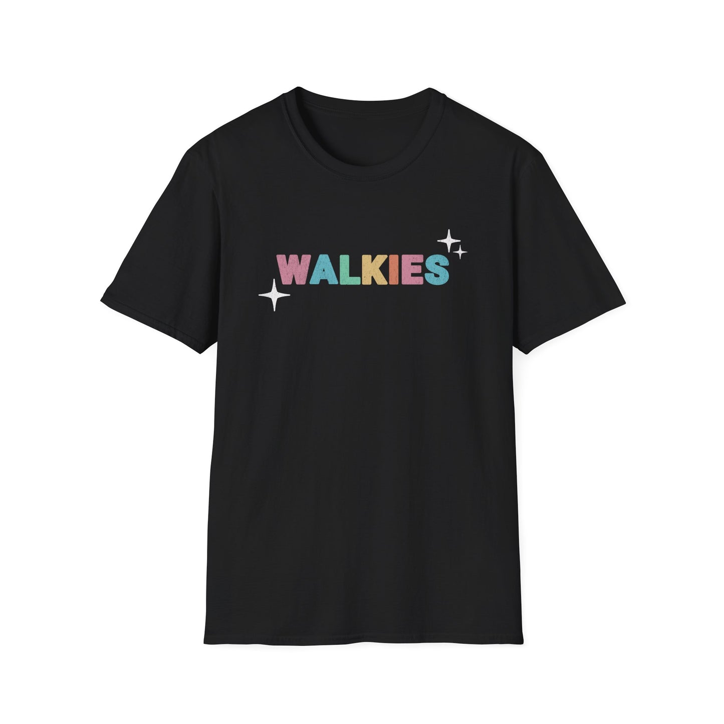 WALKIES Dog Mom Shirt – Cute Pastel Rainbow Pet Lover Tee, Oversized Dog Walking Shirt for Dog Parents