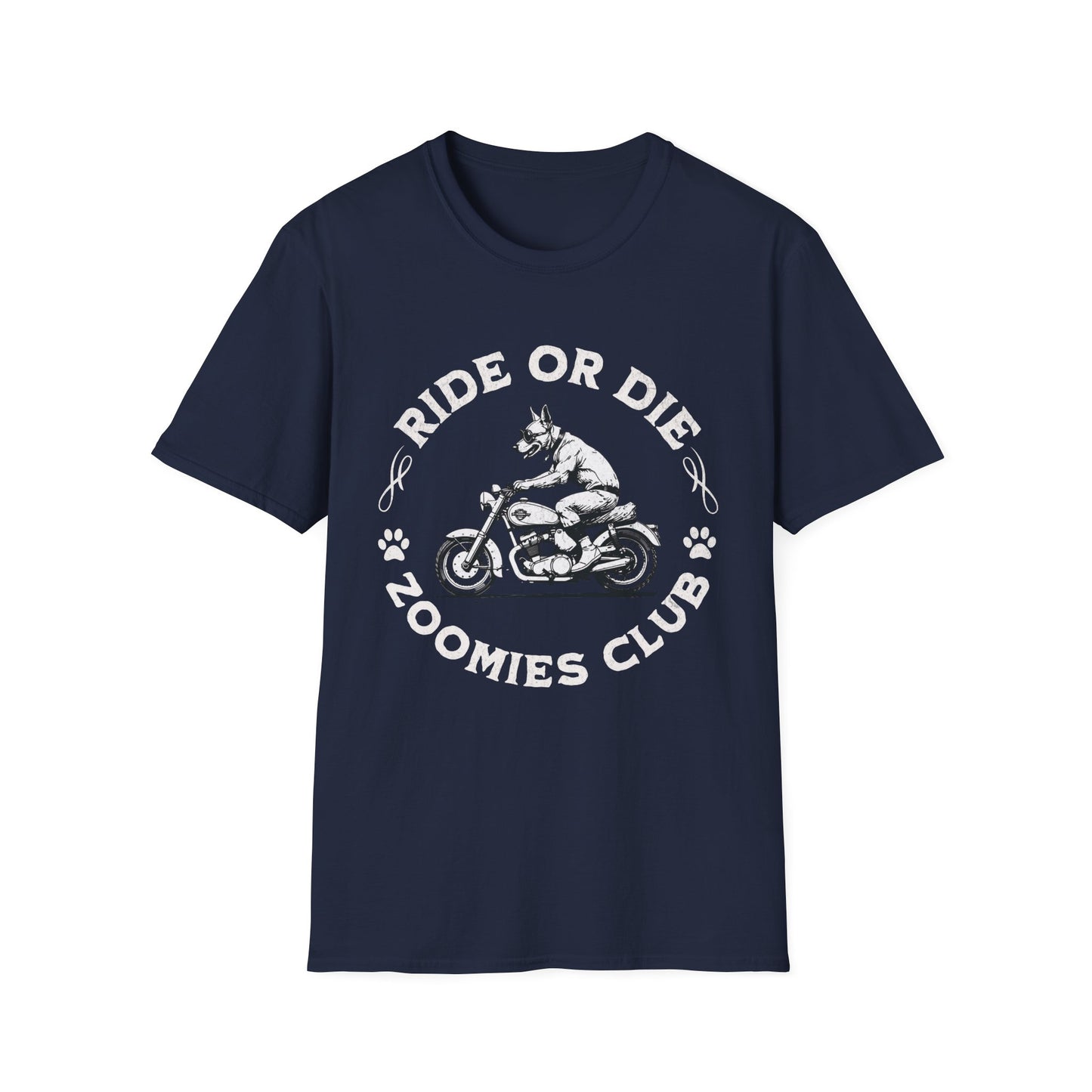 Ride or Die Dog Shirt – Zoomies Club Funny Biker Dog Motorcycle T-Shirt, Gift for Dog Dad