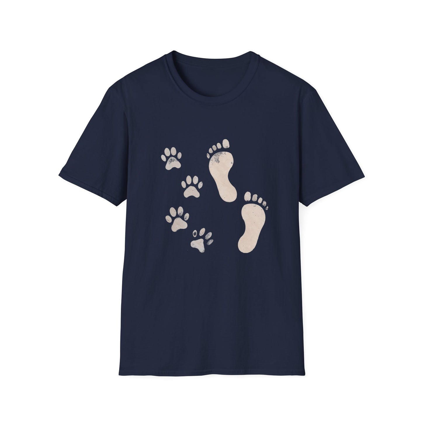 Paw Print and Footprint T-Shirt – Cute Minimalist Dog Lover Tee for Pet Parents, Gift for Dog Moms, Dog Dads, and Pet Owners