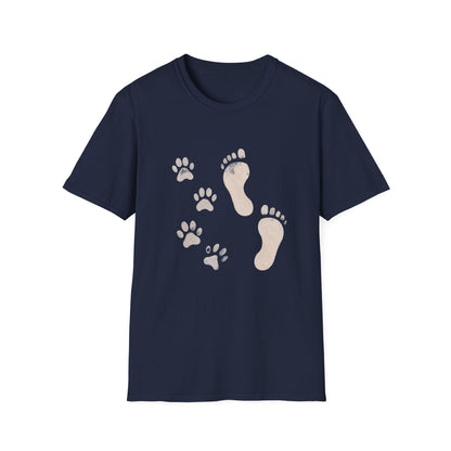 Paw Print and Footprint T-Shirt – Cute Minimalist Dog Lover Tee for Pet Parents, Gift for Dog Moms, Dog Dads, and Pet Owners