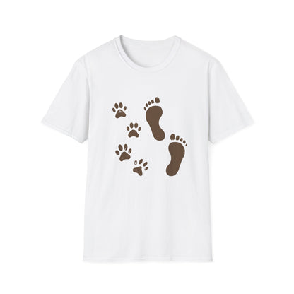 Paw Print and Footprint T-Shirt – Cute Minimalist Dog Lover Tee for Pet Parents, Gift for Dog Moms, Dog Dads, and Pet Owners
