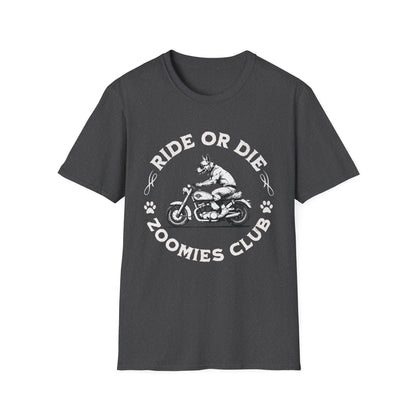 Ride or Die Dog Shirt – Zoomies Club Funny Biker Dog Motorcycle T-Shirt, Gift for Dog Dad