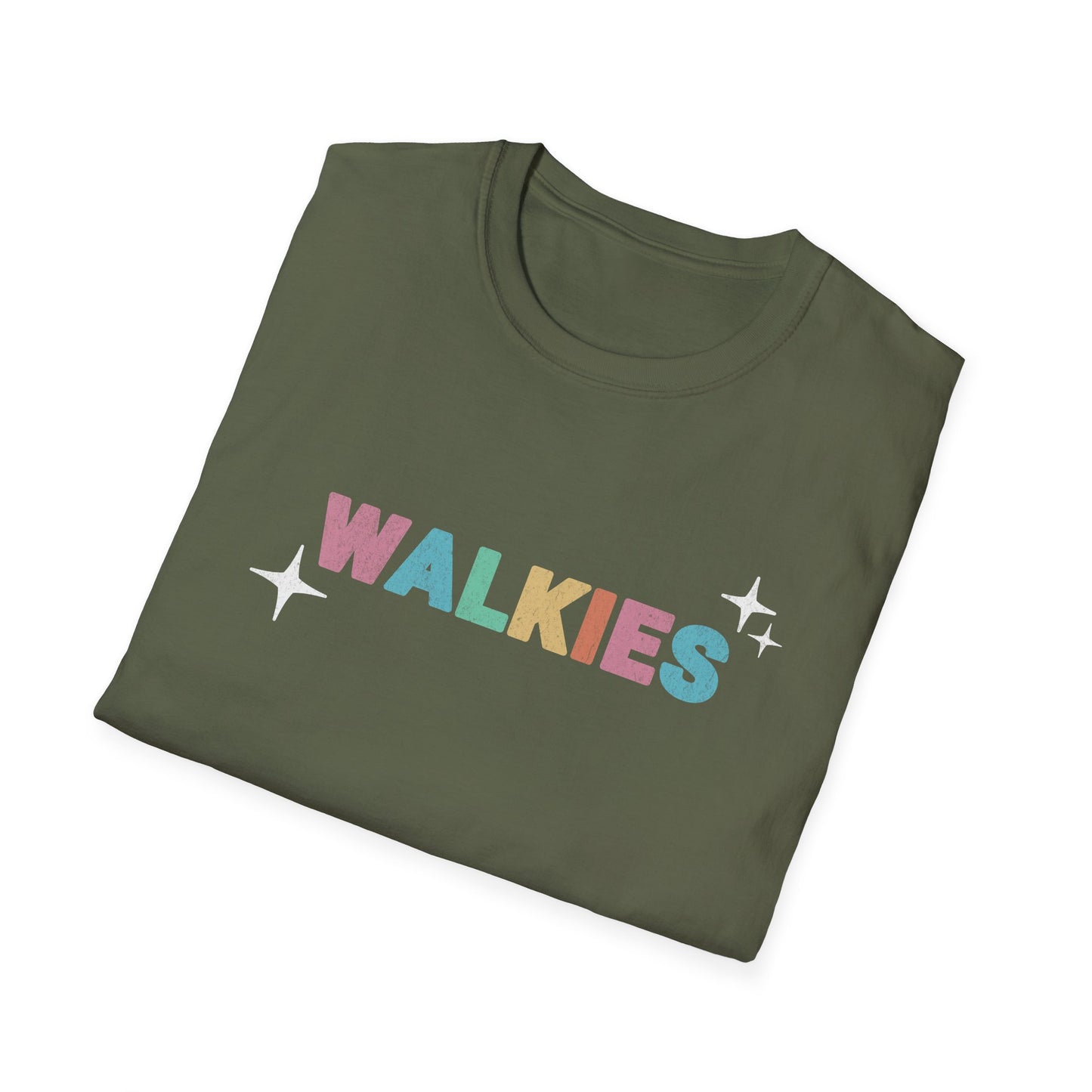 WALKIES Dog Mom Shirt – Cute Pastel Rainbow Pet Lover Tee, Oversized Dog Walking Shirt for Dog Parents
