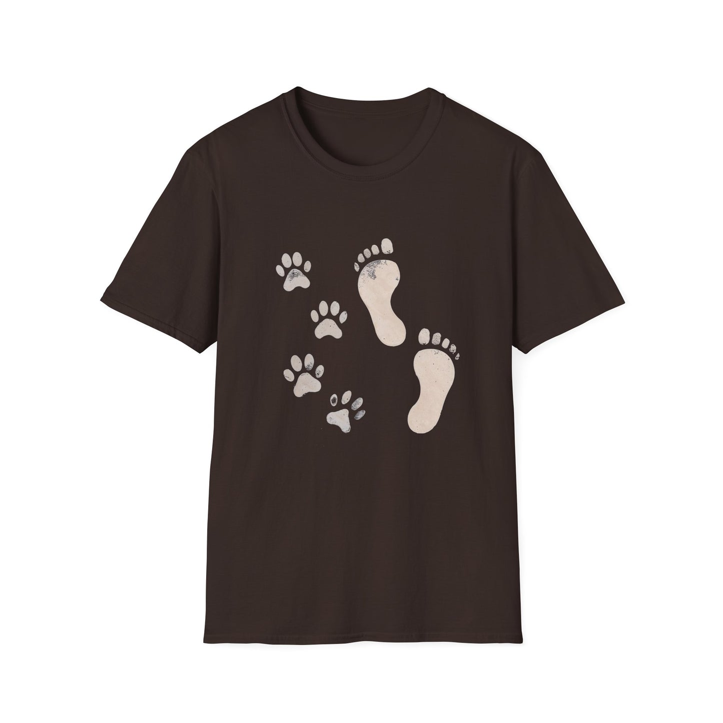 Paw Print and Footprint T-Shirt – Cute Minimalist Dog Lover Tee for Pet Parents, Gift for Dog Moms, Dog Dads, and Pet Owners