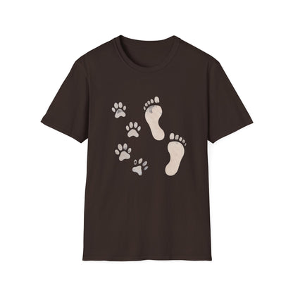 Paw Print and Footprint T-Shirt – Cute Minimalist Dog Lover Tee for Pet Parents, Gift for Dog Moms, Dog Dads, and Pet Owners