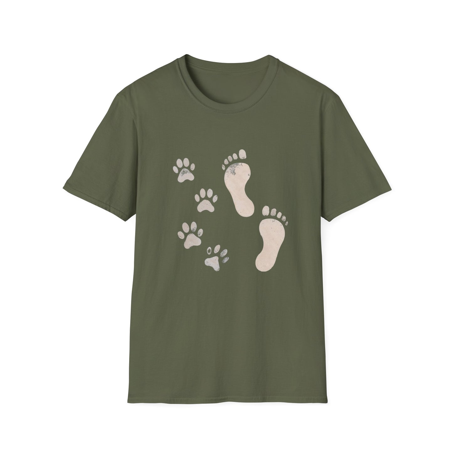 Paw Print and Footprint T-Shirt – Cute Minimalist Dog Lover Tee for Pet Parents, Gift for Dog Moms, Dog Dads, and Pet Owners