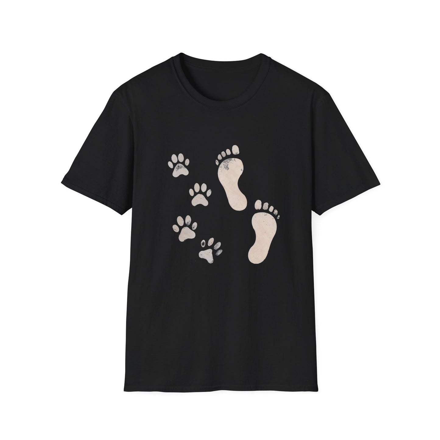 Paw Print and Footprint T-Shirt – Cute Minimalist Dog Lover Tee for Pet Parents, Gift for Dog Moms, Dog Dads, and Pet Owners