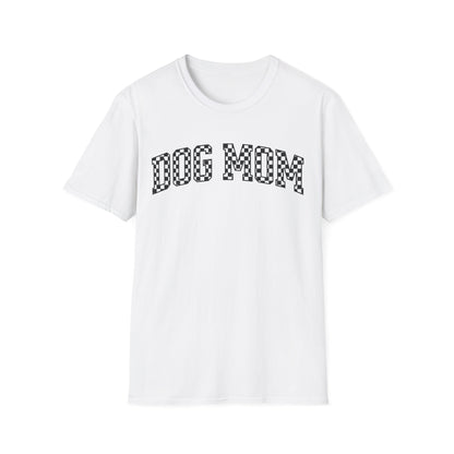 Retro Checkerboard Dog Mom T-Shirt – Vintage Bold Graphic Pet Lover Tee, 90s Aesthetic